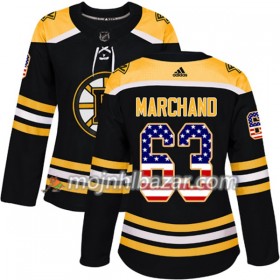Dresovi Boston Bruins Brad Marchand 63 Adidas 2017-2018 Crna USA Flag Fashion Authentic - Ženska